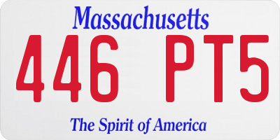 MA license plate 446PT5