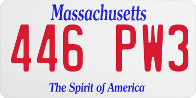 MA license plate 446PW3