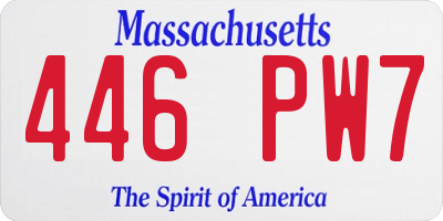 MA license plate 446PW7