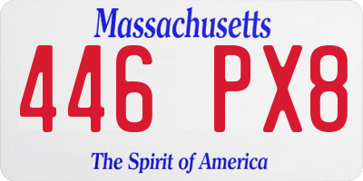 MA license plate 446PX8