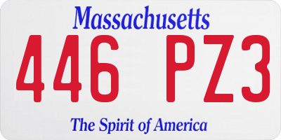 MA license plate 446PZ3