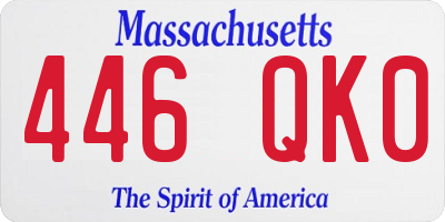 MA license plate 446QK0