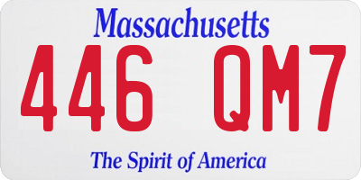 MA license plate 446QM7