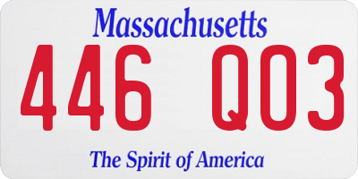 MA license plate 446QO3