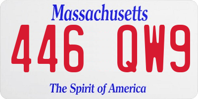 MA license plate 446QW9
