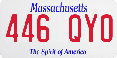 MA license plate 446QY0