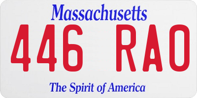 MA license plate 446RA0
