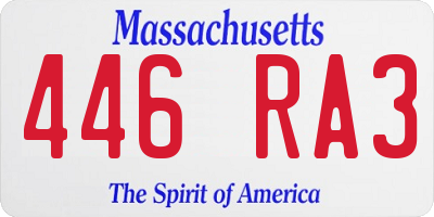 MA license plate 446RA3