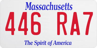 MA license plate 446RA7