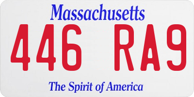 MA license plate 446RA9