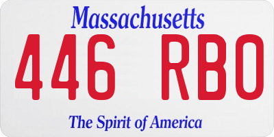 MA license plate 446RB0
