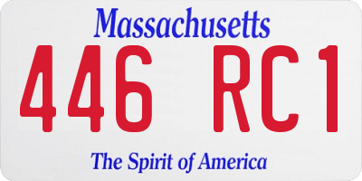 MA license plate 446RC1