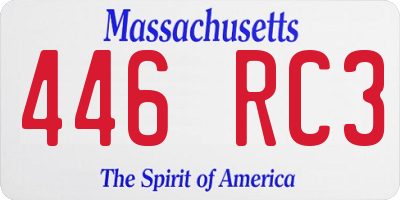 MA license plate 446RC3