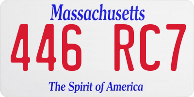 MA license plate 446RC7