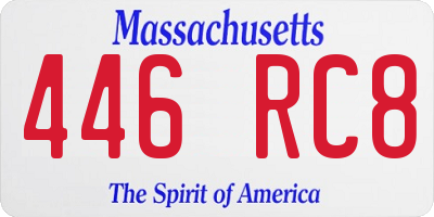 MA license plate 446RC8