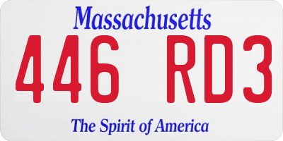 MA license plate 446RD3