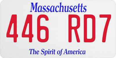 MA license plate 446RD7
