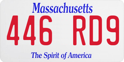 MA license plate 446RD9