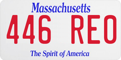 MA license plate 446RE0