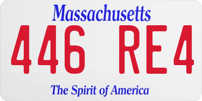 MA license plate 446RE4