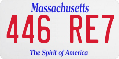 MA license plate 446RE7