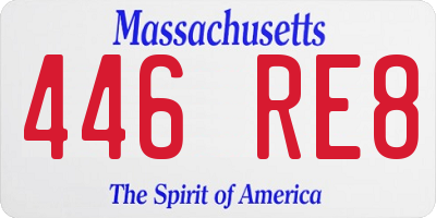 MA license plate 446RE8