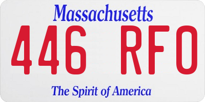 MA license plate 446RF0