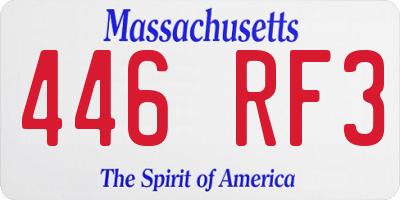 MA license plate 446RF3