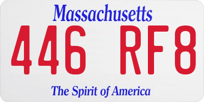 MA license plate 446RF8