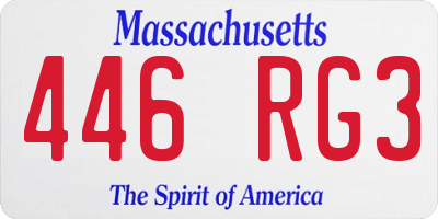 MA license plate 446RG3