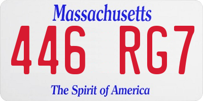 MA license plate 446RG7
