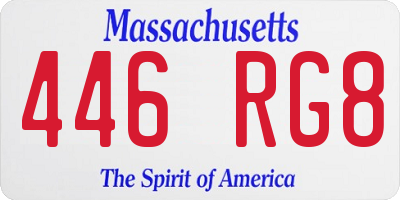 MA license plate 446RG8