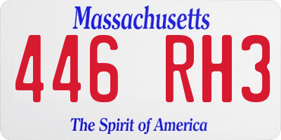 MA license plate 446RH3