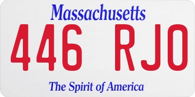 MA license plate 446RJ0