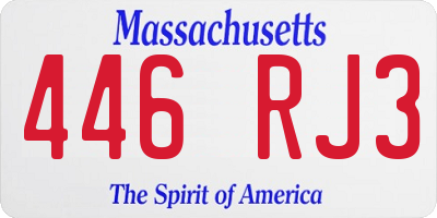 MA license plate 446RJ3