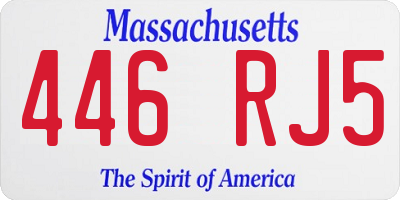 MA license plate 446RJ5