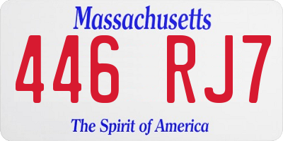 MA license plate 446RJ7