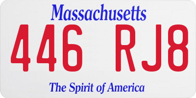 MA license plate 446RJ8