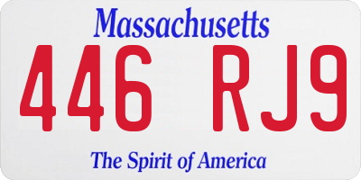 MA license plate 446RJ9