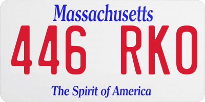 MA license plate 446RK0