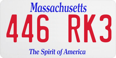 MA license plate 446RK3