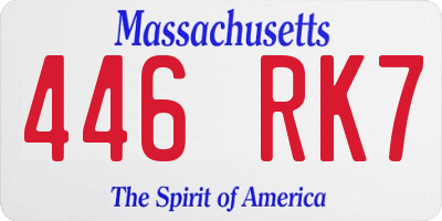 MA license plate 446RK7