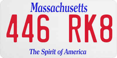 MA license plate 446RK8