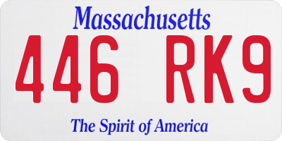 MA license plate 446RK9