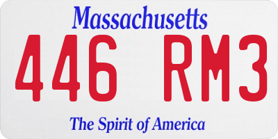 MA license plate 446RM3