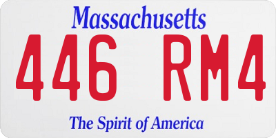 MA license plate 446RM4