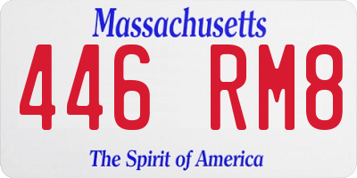 MA license plate 446RM8
