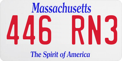 MA license plate 446RN3