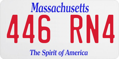 MA license plate 446RN4