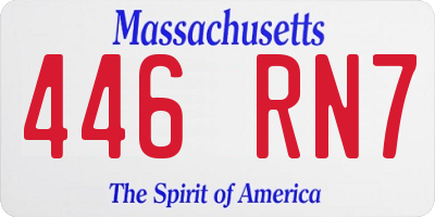 MA license plate 446RN7